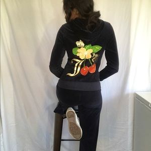 Juicy Couture velour navy blue cherry tracksuit